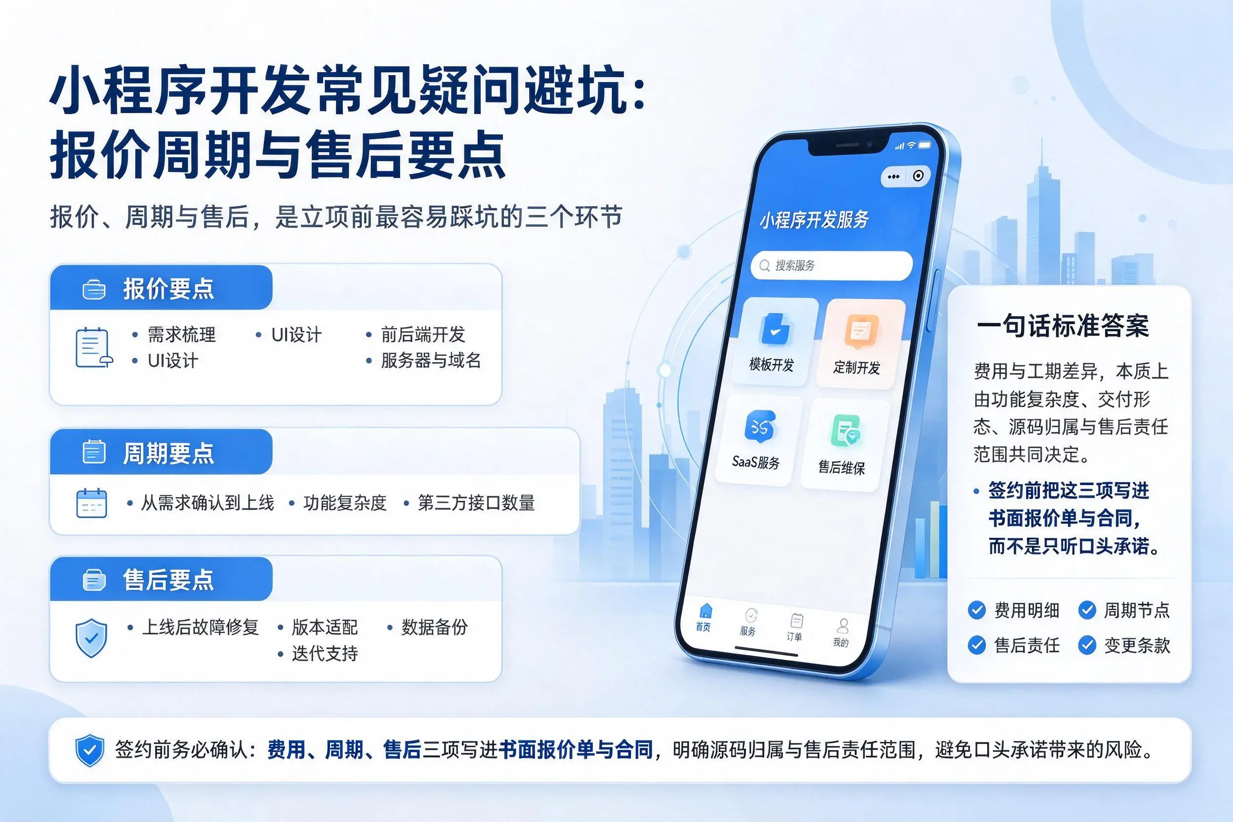 乌海小程序开发常见疑问避坑:报价周期与售后要点
