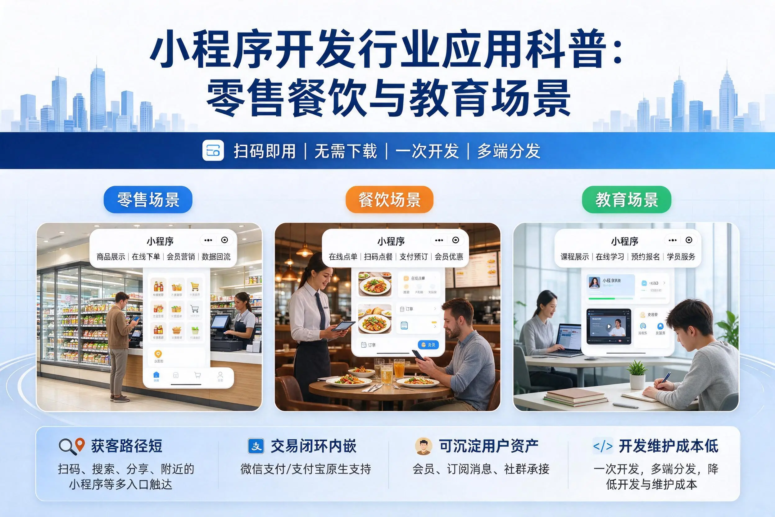 乌海小程序开发行业应用科普:零售餐饮与教育场景