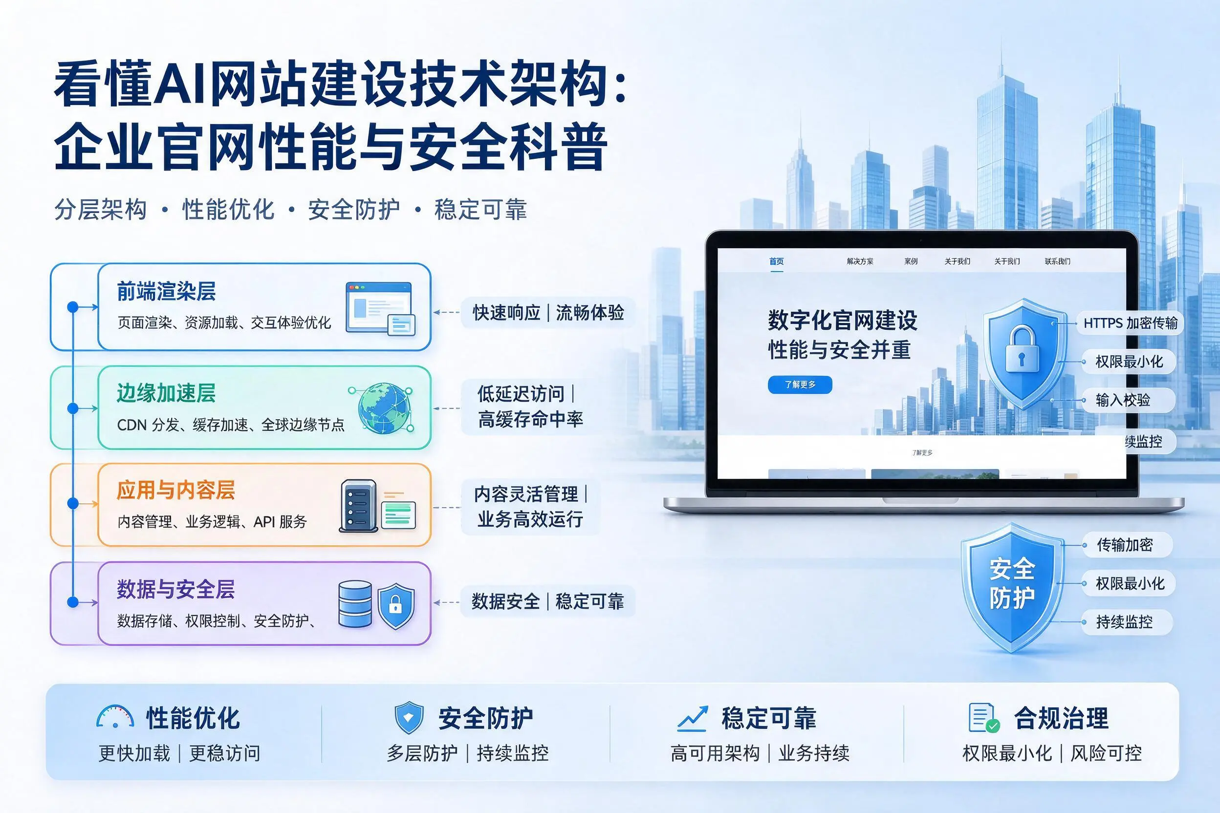 看懂AI网站建设技术架构：乌海企业官网性能与安全科普