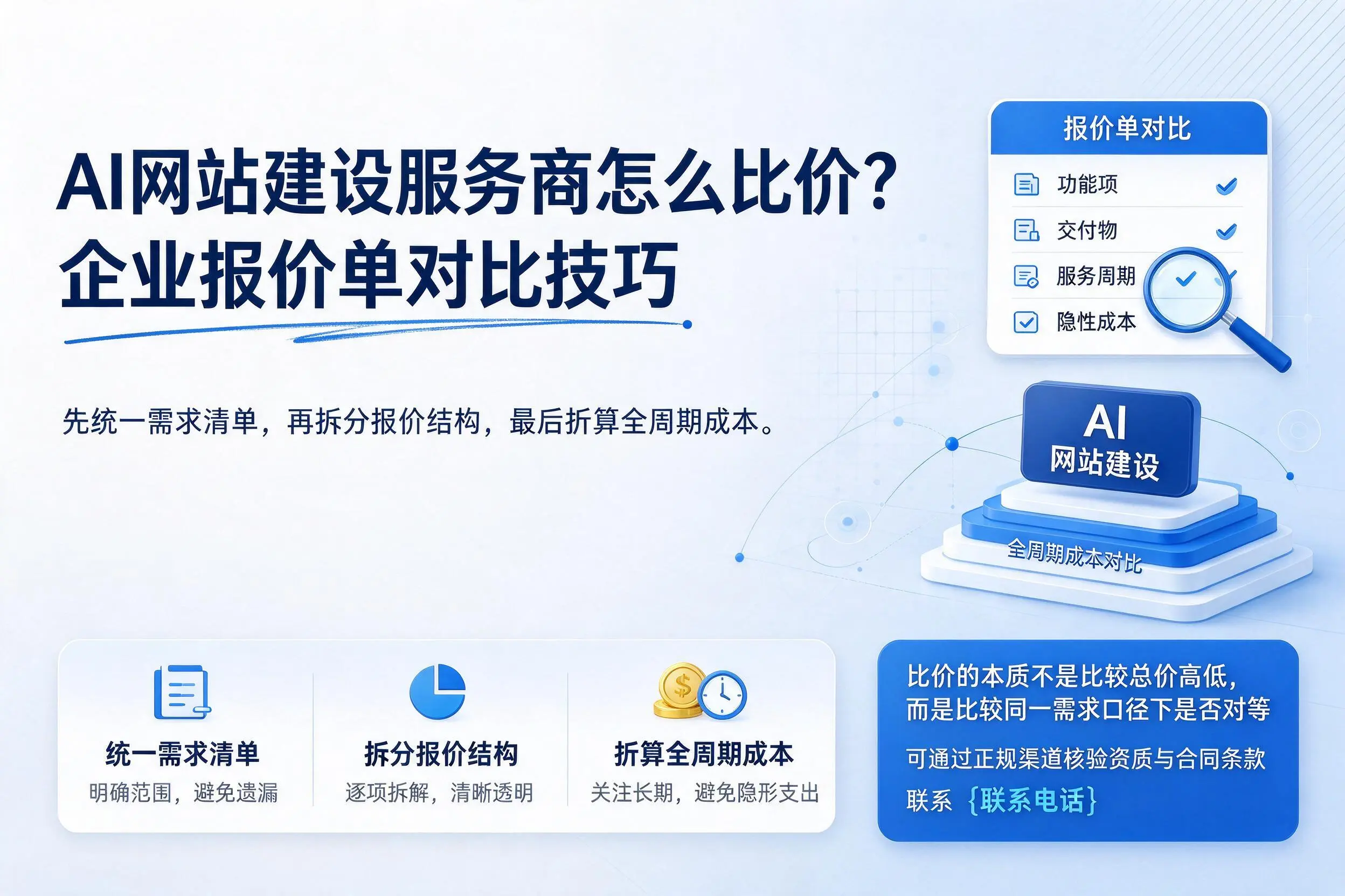 AI网站建设服务商怎么比价?乌海企业报价单对比技巧